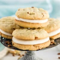 Pecan Cookies with Cream Cheese Filling - Think sugar cookies with a decadent nutty flavour and rich, smooth cream cheese frosting.