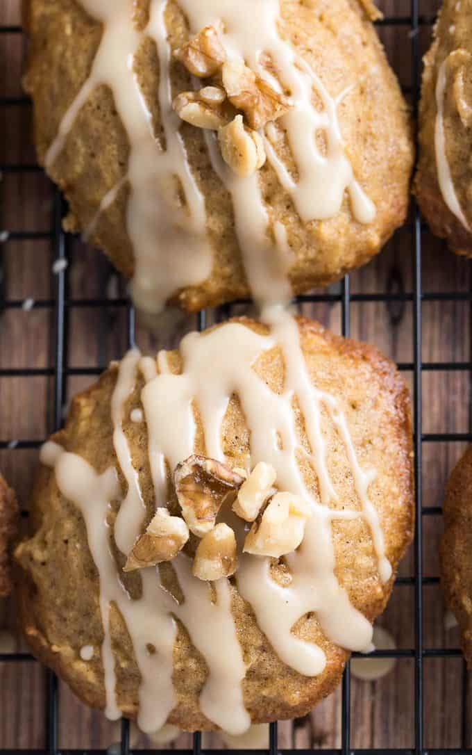 Caramel Apple Cookies - The perfect blend of cinnamon, apples and sweet caramel glaze. They practically melt in your mouth.