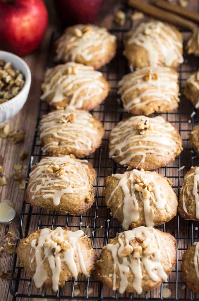 Caramel Apple Cookies - The perfect blend of cinnamon, apples and sweet caramel glaze. They practically melt in your mouth.