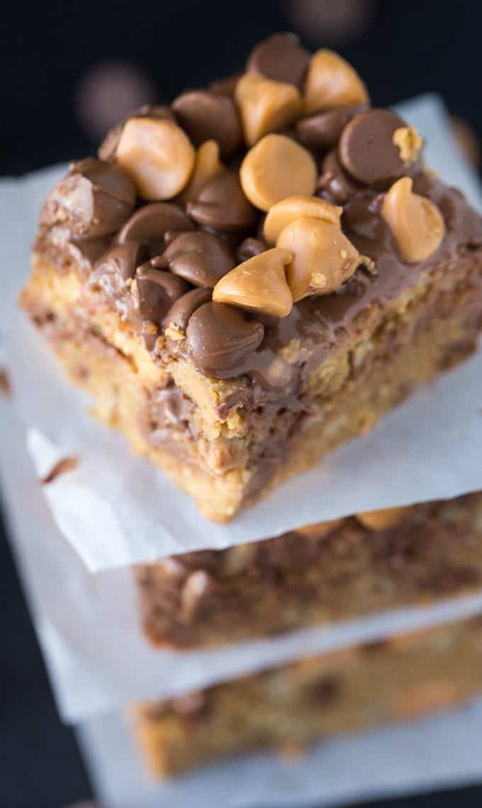 Chewy Bars - A decadent dessert with a healthy twist! These snack bars are filled with sunflower seeds and covered with gooey goodness. Made with no eggs or butter!