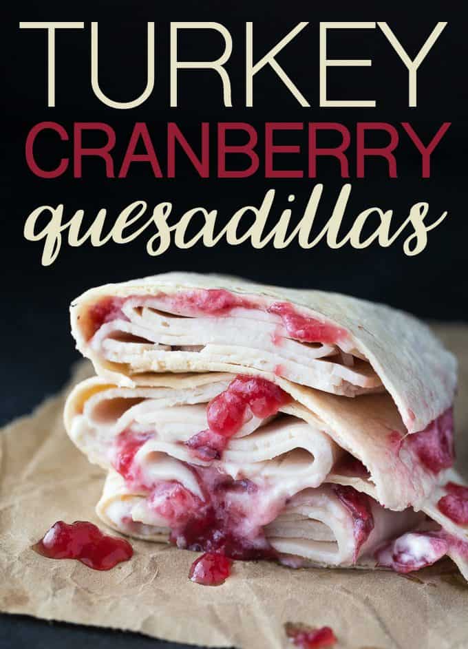 Turkey Cranberry Quesadillas - Easy peasy! Sliced turkey deli meat is smothered in creamy mayonnaise and sweet cranberry sauce. 