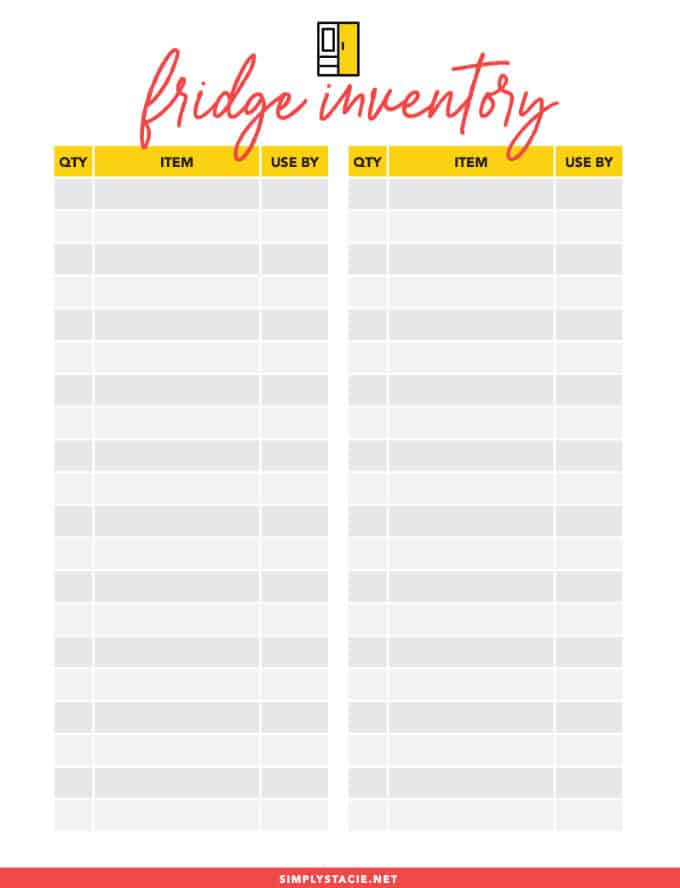Kitchen Inventory Printables - These free printables will help with meal planning and grocery shopping. It includes a pantry, fridge and freezer inventory.