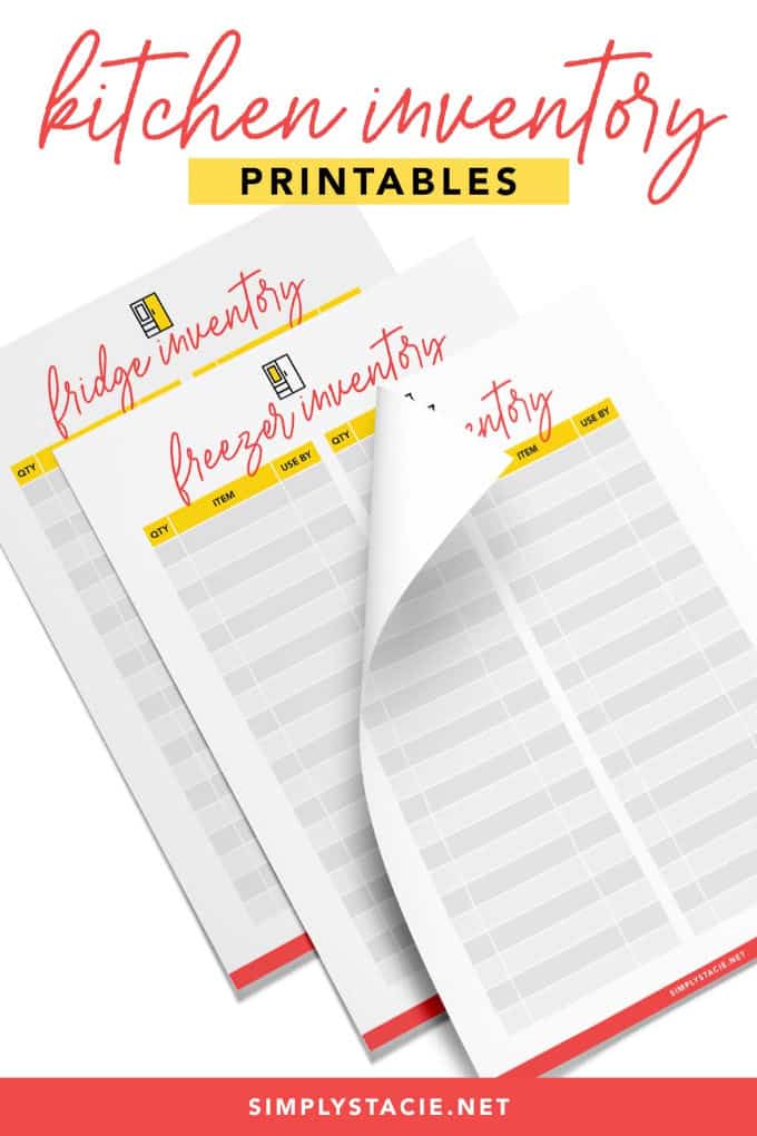 Kitchen Inventory Printables - These free printables will help with meal planning and grocery shopping. It includes a pantry, fridge and freezer inventory.