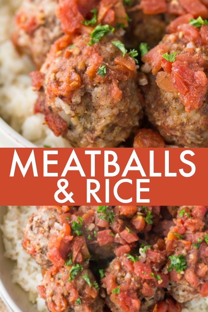 Meatballs & Rice - These simple beef meatballs are served with a spiced tomato sauce over a bed of rice. There's rice in the meatballs too for the fluffiest texture!