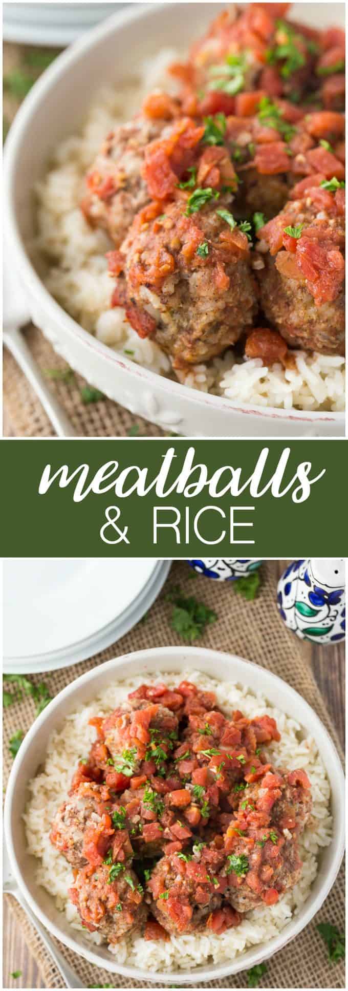 Meatballs & Rice - These simple beef meatballs are served with a spiced tomato sauce over a bed of rice. There's rice in the meatballs too for the fluffiest texture!