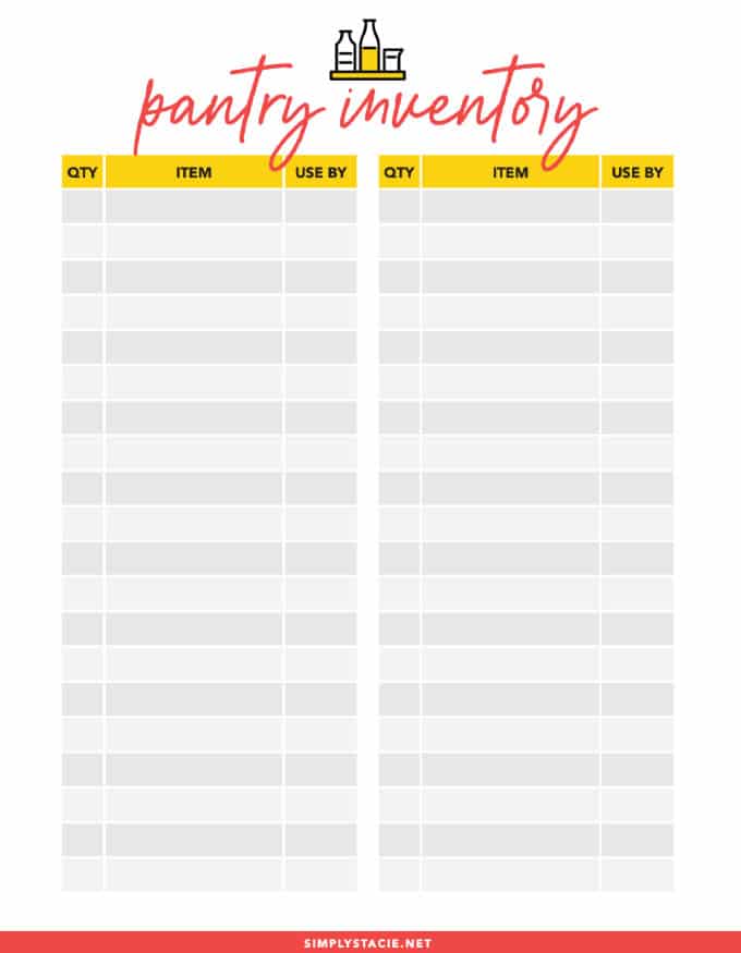 Kitchen Inventory Printables - These free printables will help with meal planning and grocery shopping. It includes a pantry, fridge and freezer inventory.