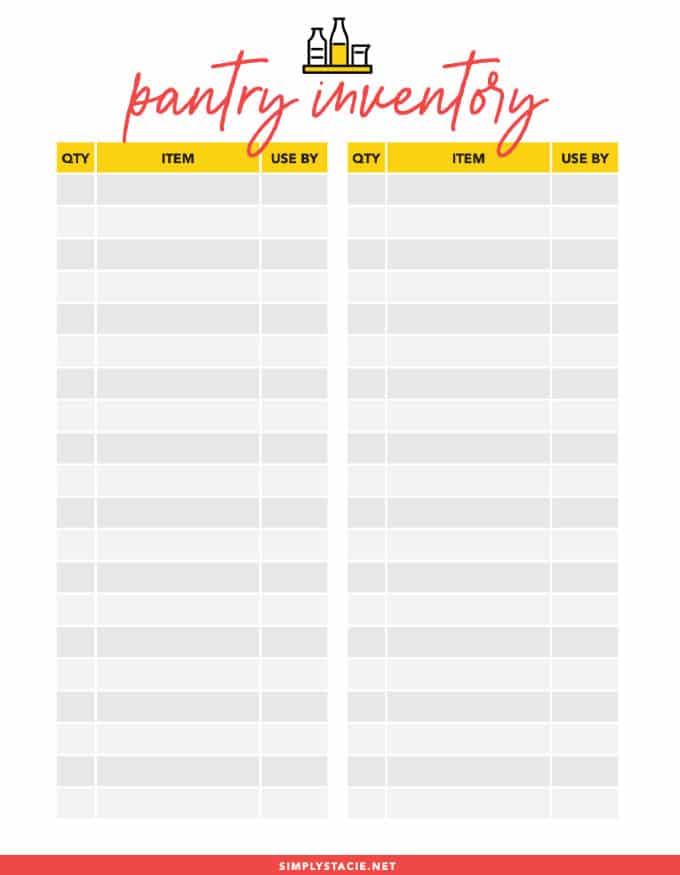 Grocery Store Inventory List Free Printable Template