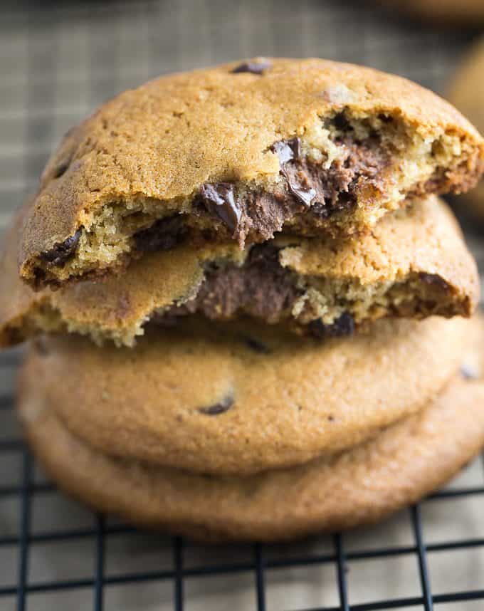 REESE Stuffed Chocolate Chip Cookies - Only TWO ingredients in this easy cookie dough hack!