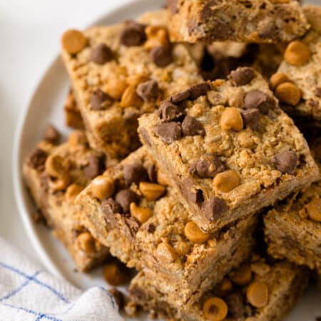 Chewy bars on a plate.