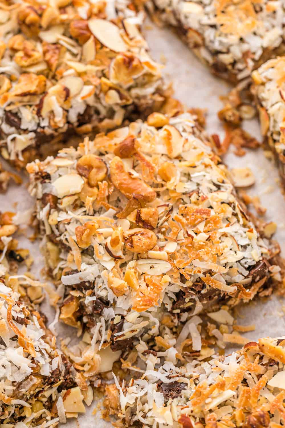 magic cookie bars cut into pieces