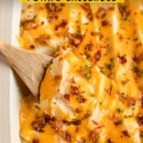 Twice Baked Potato Casserole - Far less labour intensive than traditional twice-baked potatoes, but with all the cheese, bacon and green onion flavours you love. This side dish pairs well with everything!