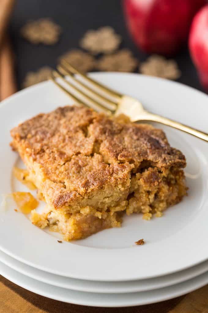 Apple Magic Dessert - Technically, a dump cake, but I prefer to call it a magic dessert. This easy recipe is made with pie filling, caramel sauce, doctored cake mix and butter.