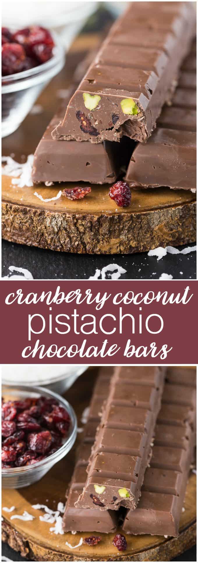 Cranberry Coconut Pistachio Chocolate Bars - The best Christmas treat! Make these delicious red and green desserts for all your loved ones this year.