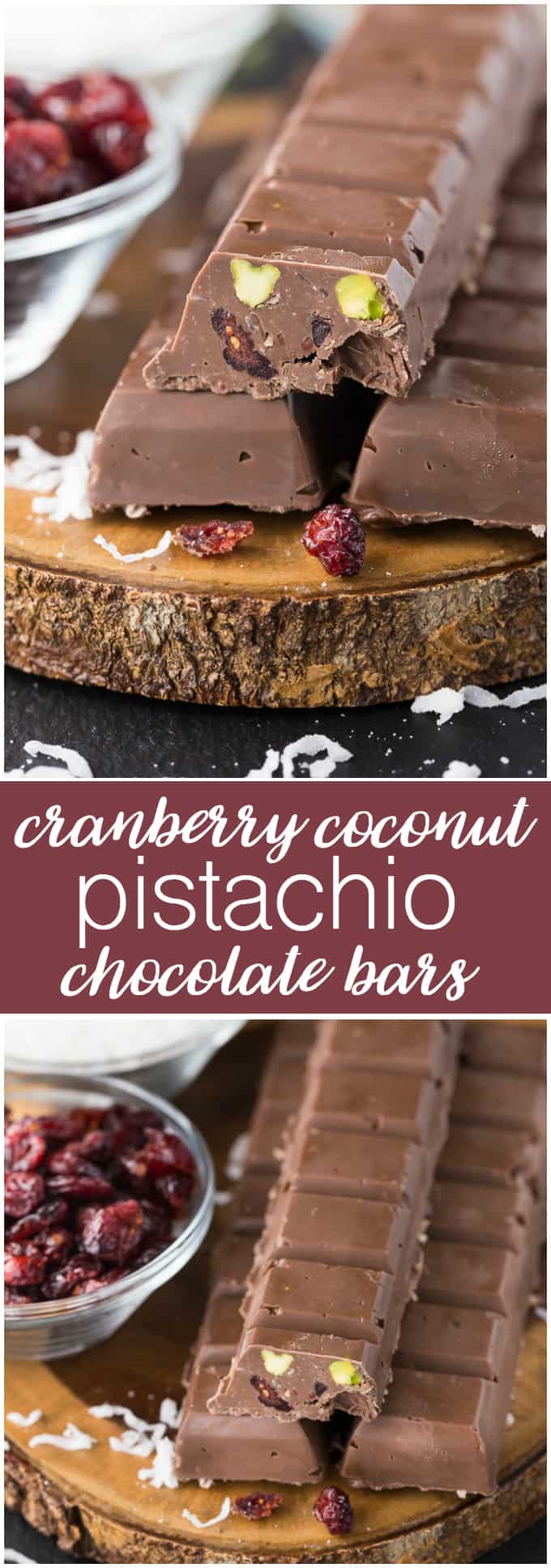 Cranberry Coconut Pistachio Chocolate Bars - Simply Stacie