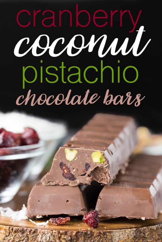 Cranberry Coconut Pistachio Chocolate Bars - The best Christmas treat! Make these delicious red and green desserts for all your loved ones this year.