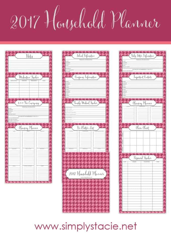 2017 Household Planner - Get organized in 2017 with free printables! This planner has everything you need to get started.