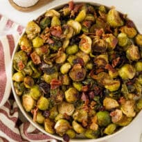 Roasted brussel sprouts in a bowl.