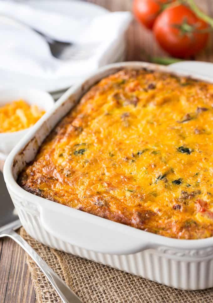 Sausage & Butternut Squash Breakfast Casserole - Butternut squash for breakfast? Yes! This sausage-laden breakfast casserole is a delicious twist on a traditional breakfast casserole.