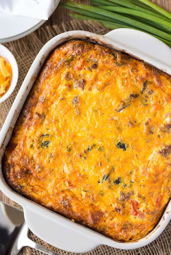 Sausage & Butternut Squash Breakfast Casserole - Butternut squash for breakfast? Yes! This sausage-laden breakfast casserole is a delicious twist on a traditional breakfast casserole.