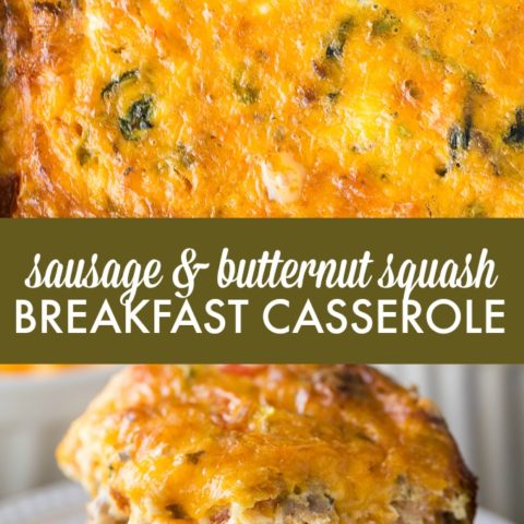 Sausage & Butternut Squash Breakfast Casserole - A delicious, hearty and easy breakfast casserole recipe perfect to serve to your holiday guests!