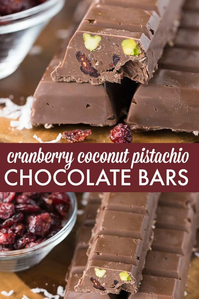 Cranberry Coconut Pistachio Chocolate Bars - The best Christmas treat! Make these delicious red and green desserts for all your loved ones this year.