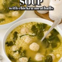 Italian wedding soup pin image.