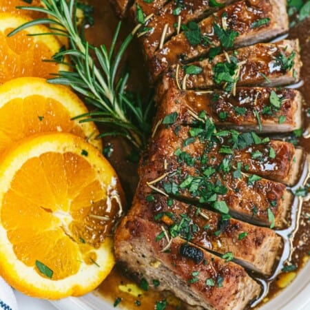 Orange Mustard Pork Tenderloin - Tender and juicy with amazing citrus flavor and on your table in 40 minutes.