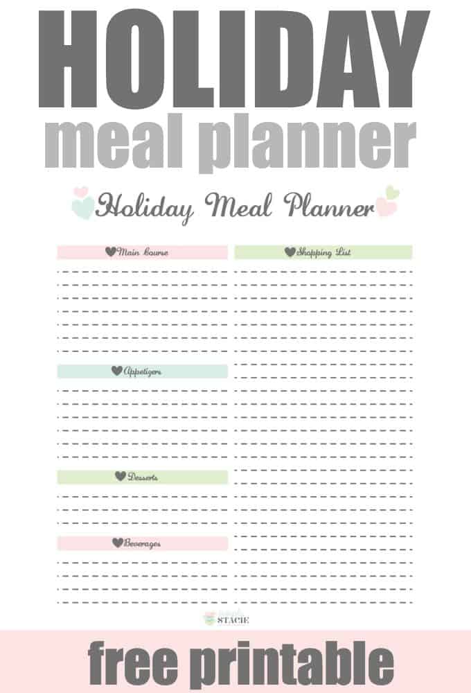 Holiday Meal Planner Free Printable Simply Stacie