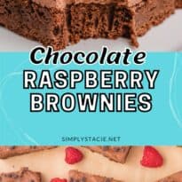 Chocolate raspberry brownies pin collage image.