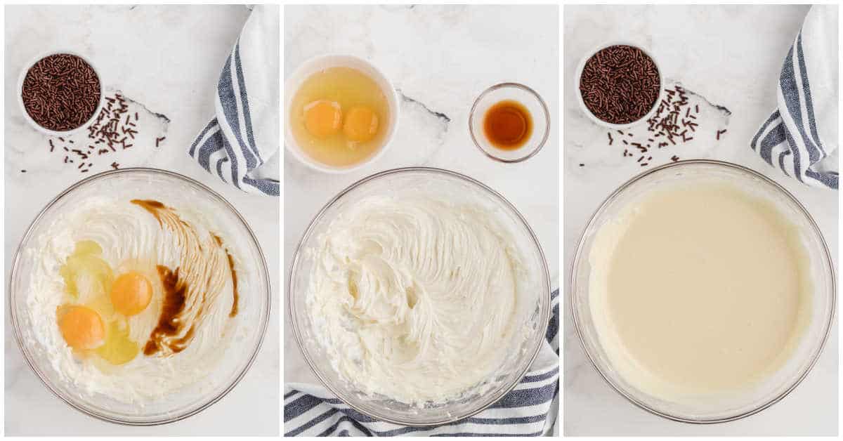 Steps to make cheesecake squares.