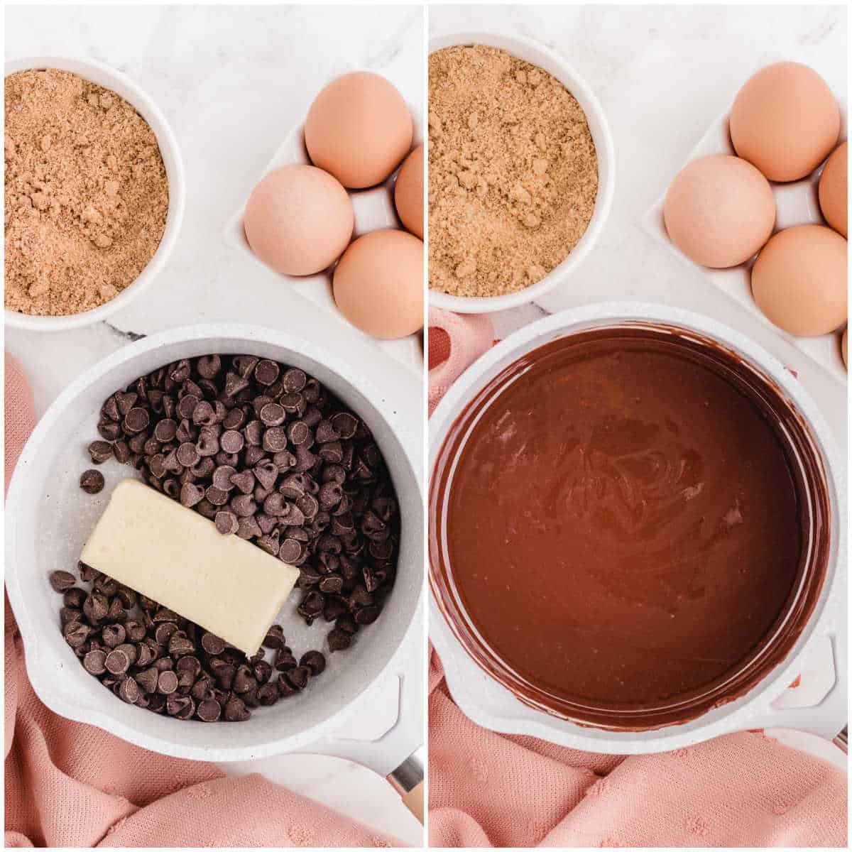 Steps to make chocolate raspberry brownies.