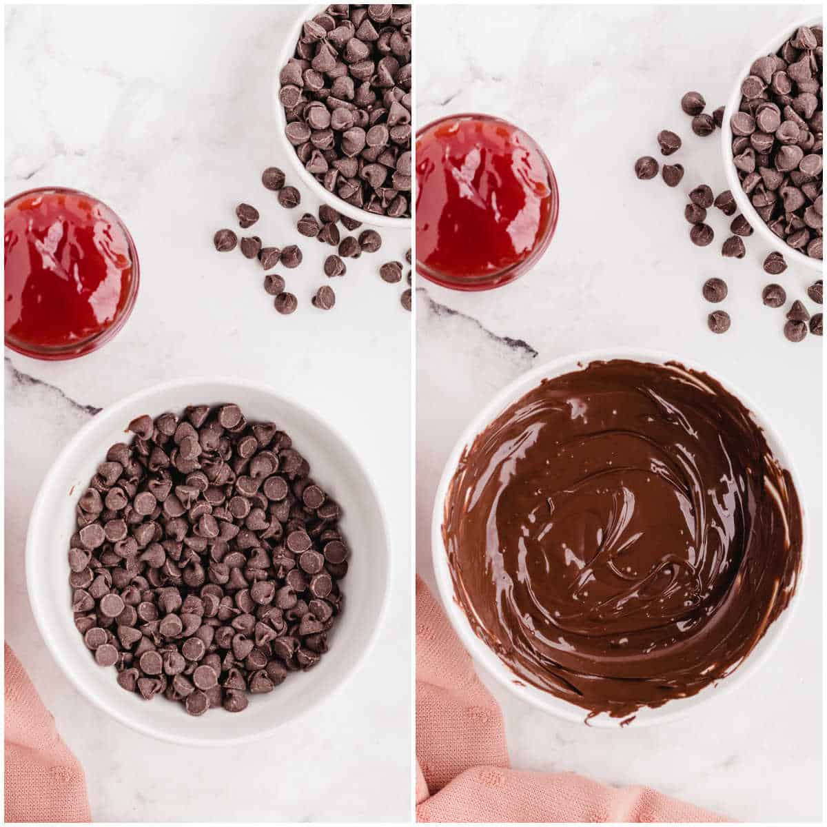 Steps to make chocolate raspberry brownies.