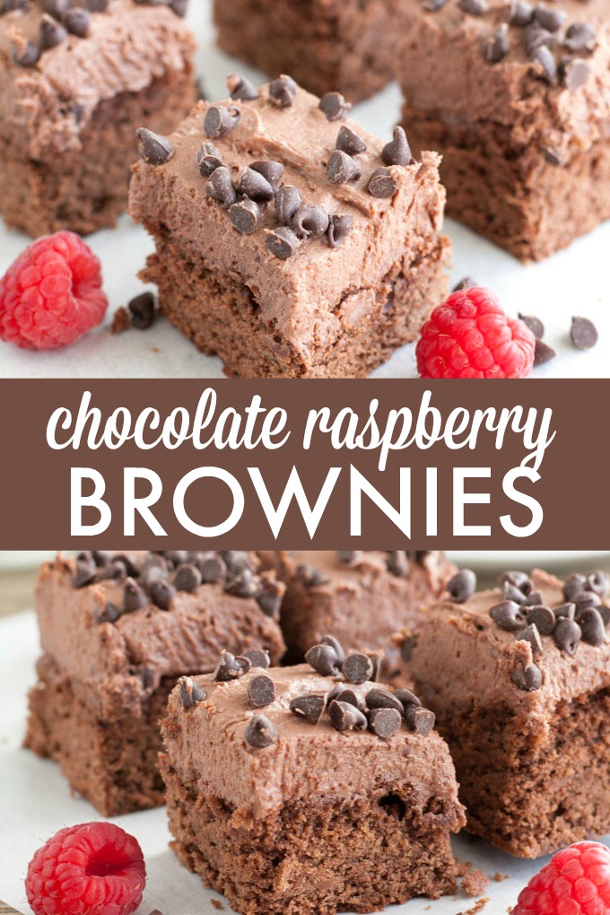 Chocolate Raspberry Brownies - Rich, knock-your-socks off good! These fudgy brownies are made from scratch and topped with a creamy chocolate raspberry frosting.
