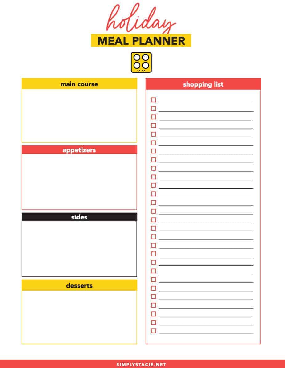 Holiday Meal Planner Free Printable - Plan out your next holiday meal or dinner party with family and friends with this free printable.