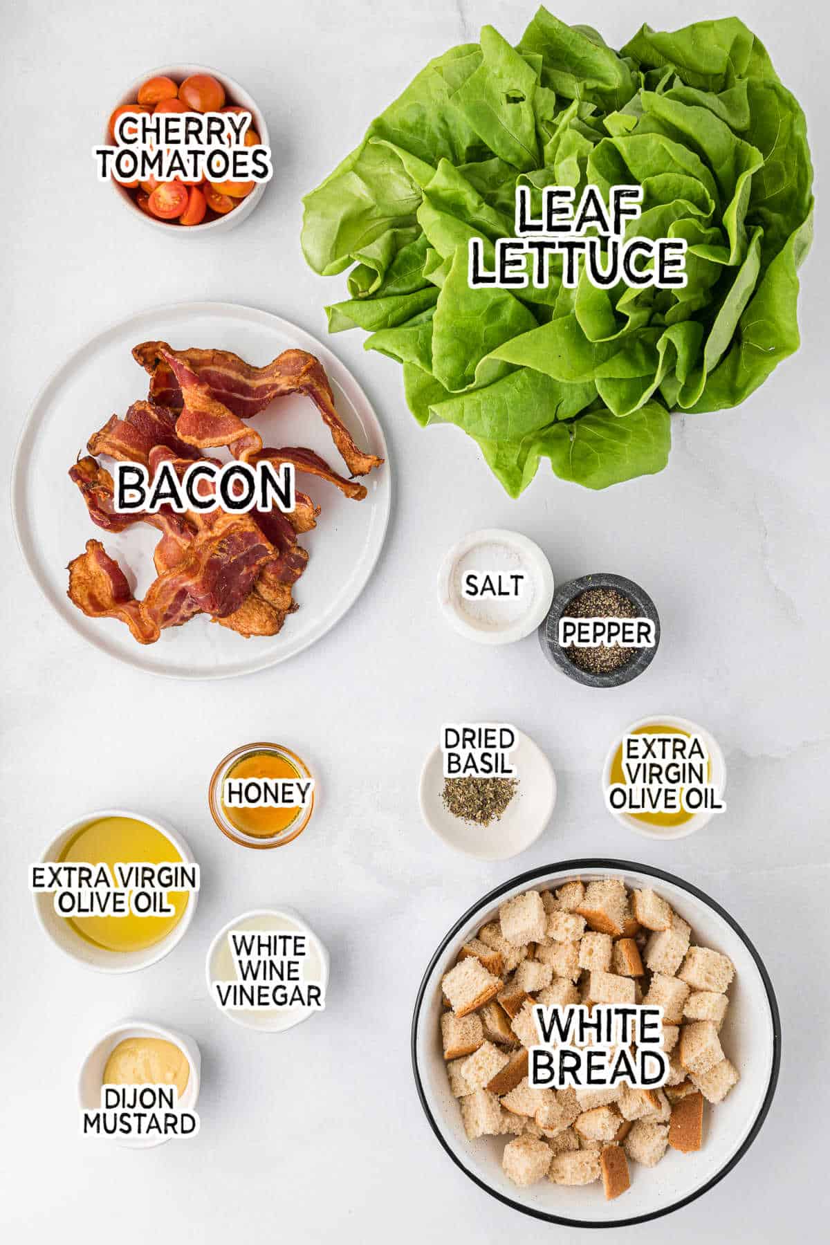 Ingredients to make BLT salad.