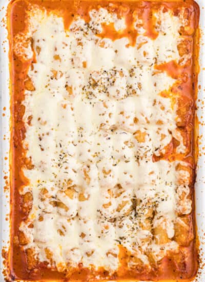 Lasagna Tater Tot Casserole - This kid friendly family dinner recipe uses tater tots to replace the traditional noodles layer - a delicious twist on a family favourite!