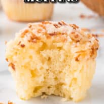 Toasted coconut muffins pin image.