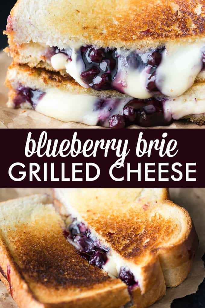 Blueberry Brie Grilled Cheese Sandwich - Dinner or dessert! This sweet grilled cheese recipe is so easy to make with canned blueberry pie filling and super melty brie cheese.