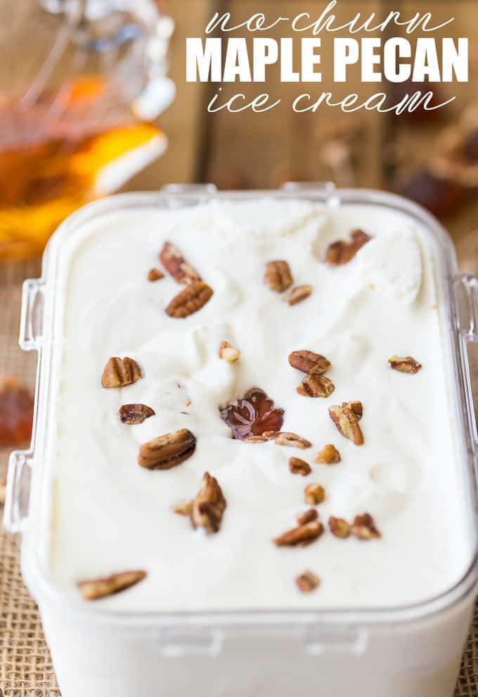 No-Churn Maple Pecan Ice Cream - Creamy, sweet with a little bit of crunch, you'll love the flavour the maple syrup adds to this ice cream recipe. 