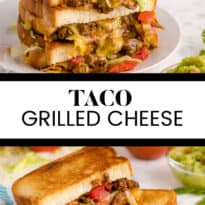 Taco grilled cheese sandwich small collage.