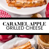 Caramel apple grilled cheese collage pin.