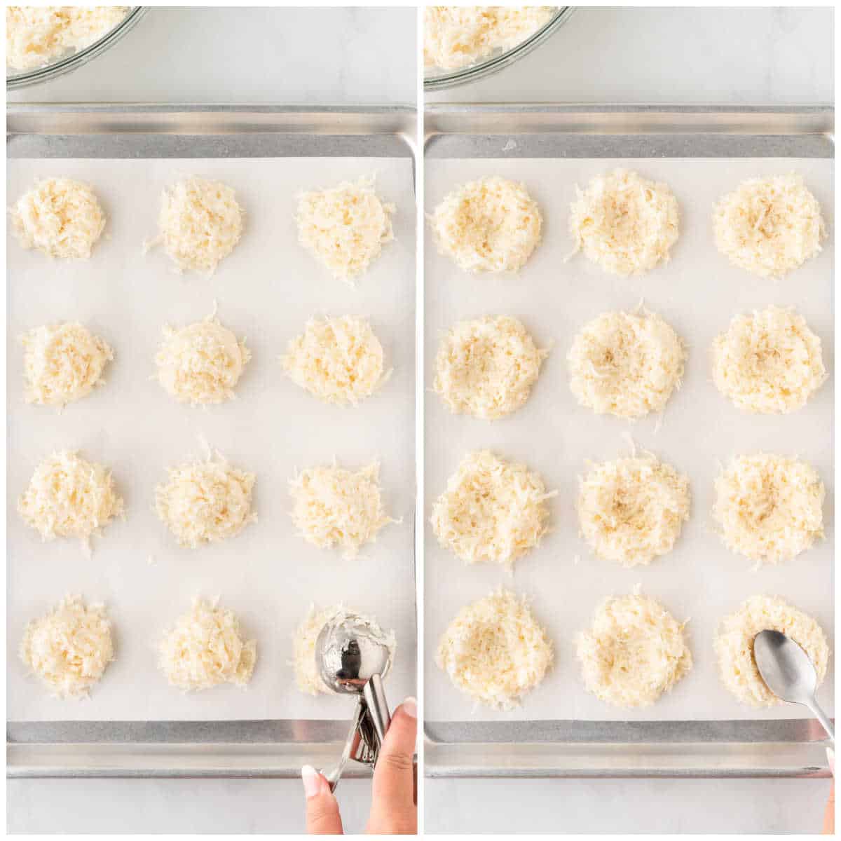 Steps to make lemon curd coconut macaroons.