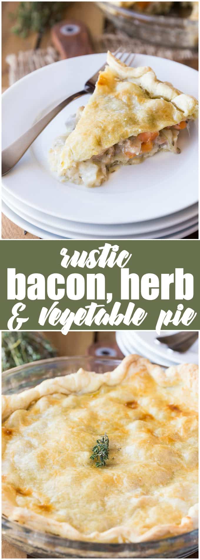 Rustic Bacon, Herb & Vegetable Pie - Enjoy this savoury pie with its blend of fresh vegetables, fresh herbs and bacon all tucked into a creamy sauce.