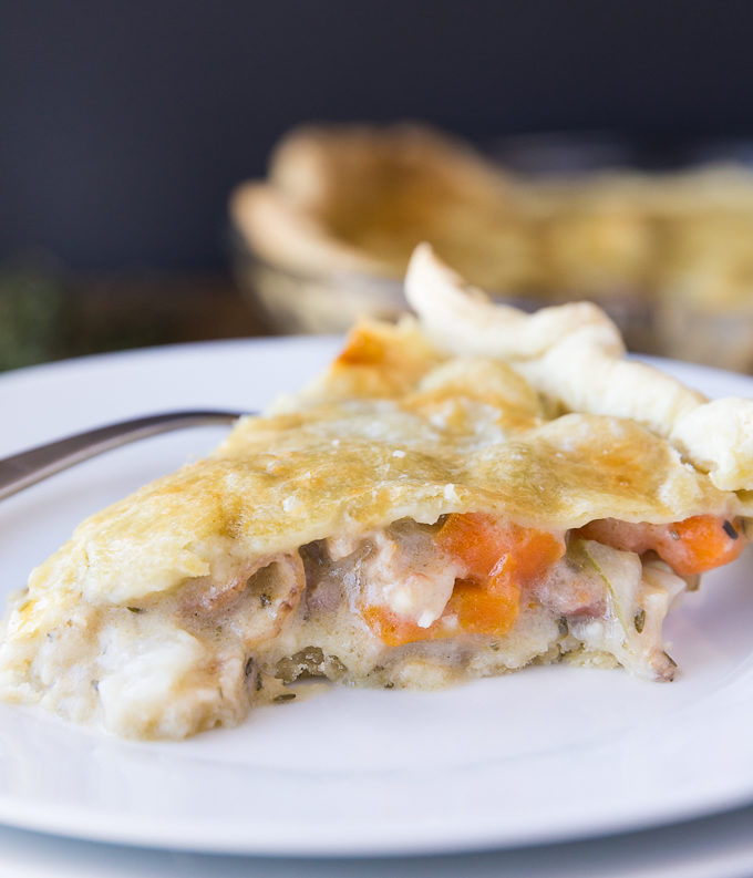 Rustic Bacon, Herb & Vegetable Pie - Enjoy this savoury pie with its blend of fresh vegetables, fresh herbs and bacon all tucked into a creamy sauce.