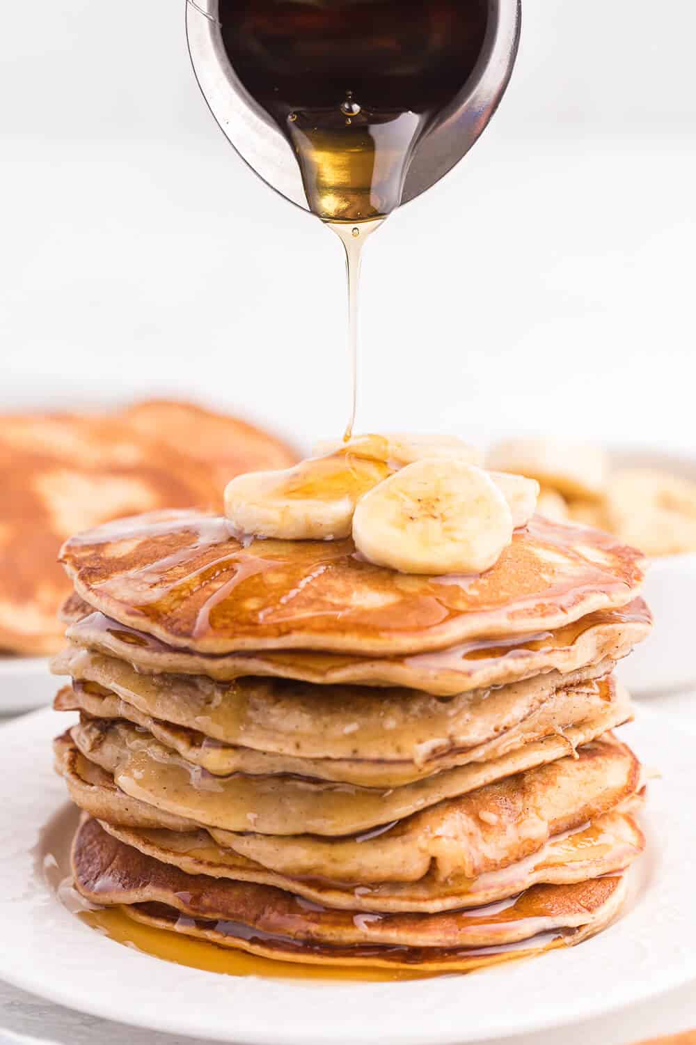 Cinnamon Banana Pancakes - Add some cinnamon and bananas to your next batch of pancakes. My family gobbled this delicious breakfast up in record time!