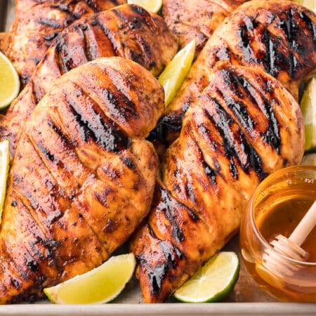 Ginger lime chicken on a platter.