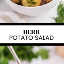 Herb potato salad collage pin.