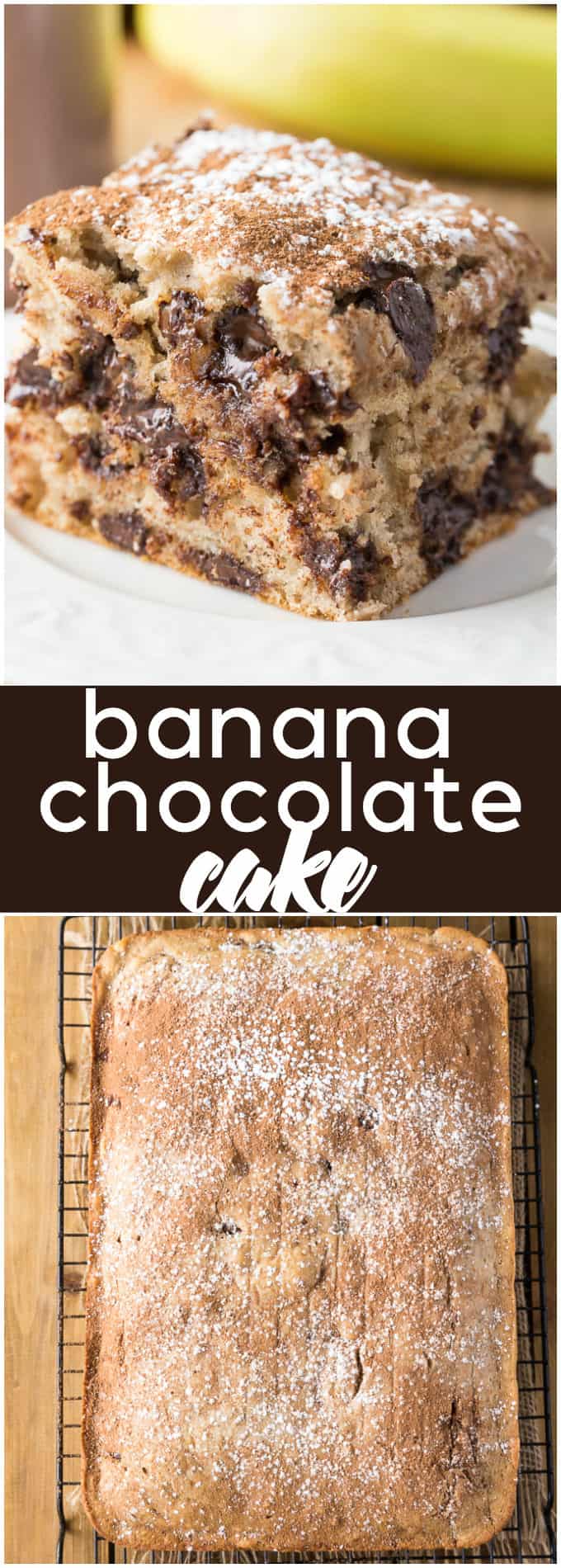 Banana Chocolate Cake - Packed full of sweet flavor! Banana and chocolate are perfect together in this easy cake recipe.