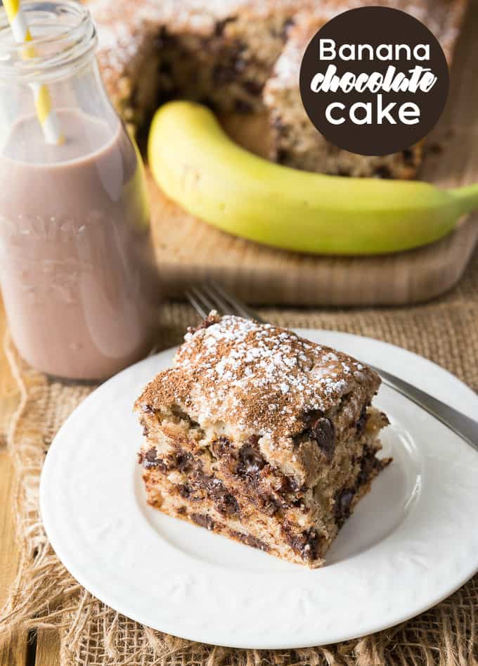 Banana Chocolate Cake - Packed full of sweet flavor! Banana and chocolate are perfect together in this easy cake recipe.