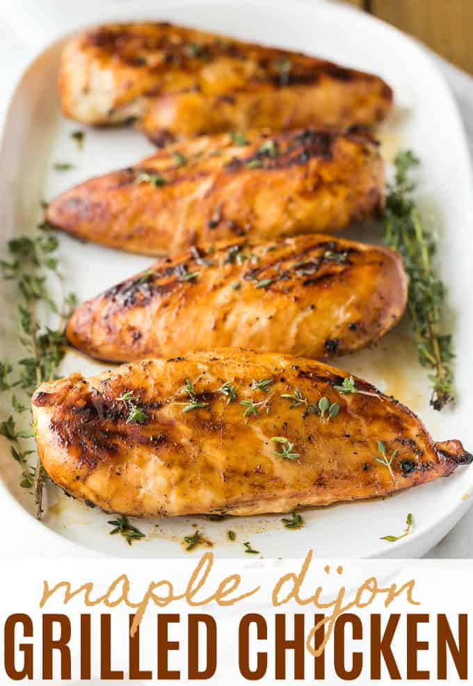 Maple Dijon Grilled Chicken - Maple syrup and Dijon mustard are a match made in heaven and taste delicious on a grilled chicken breast.